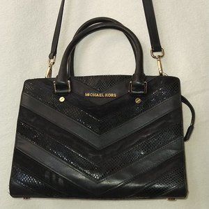 Michael Kors Authentic Black Leather & Suede Shoulder Bag